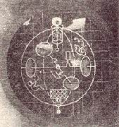 Чертеж первого космического корабля К. Э. Циолковского (из рукописи «Свободное пространство» 1883).
