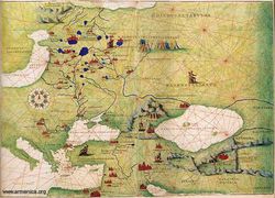 Восточная Европа. Карта Баттисты Аньезе, восходящая к сведениям Герасимова