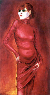 Отто Дикс. Портрет дамы в красном (1926)