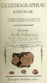 Титульная страница труда Ахариуса «Начала лихенографии Швеции» (1798)