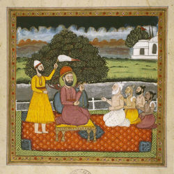 Nanak with Hindu holy men.