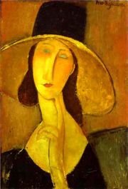 Модильяни. Портрет женщины в шляпе (Жанна Эбютерн в большой шляпе). 1917. Частная коллекция