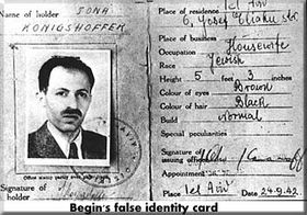 фальшивый паспорт Бегина в эпоху подполья