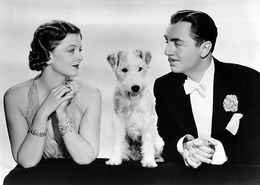Супруги-детективы Нора и Ник Чарльз вместе со своим верным псом по кличке Аста («Тонкий человек», 1934)