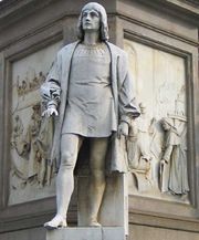 Фигура Чезаре да Сесто у пьедестала памятника Леонардо да Винчи в Милане. Скульптор Пьетро Маньи, 1872