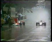 Финиш Гран-при Монако 1984 года, Сенна (справа) и Прост