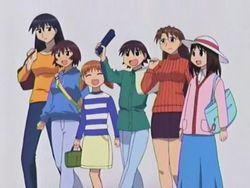 Главные герои. Слева направо: Сакаки, Кагура, Тиё, Томо, Ёми и Осака.
