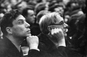 Пастернак и Чуковский на первом съезде Союза писателей в 1934 г.