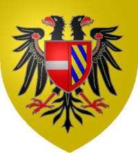 Герб Максимилиана I. Имперский орёл и щит с эмблемами Австрии и Бургундии
