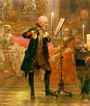 Фридрих II играет на флейте. Работа Адольфа Менцеля.