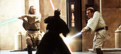 Дарт Мол сражается с Квай-Гоном и Оби-Ваном на Набу
