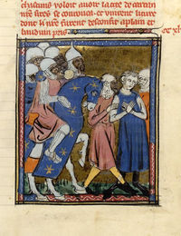 Сельджуки уводят в плен Балдуина II (миниатюра, 1280)