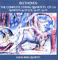 Обложка альбома «Квартеты Op. 59 (2, 3), Op. 127, Op. 131. Альбан Берг Квартет» (Бетховен, 2002)