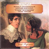 Обложка альбома «Mstislav Rostropovich. Leonard Bernstein. F.J.Haydn — cello concertos. E.Bloch — Schelomo» (2002)