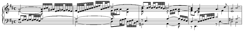 Отрывок из Токкаты ре мажор (такты 10—14).