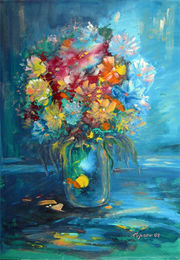 Е.Сарана Утренний букет, картон, масло, 2008 г.
