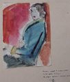 Девушка в синем платье. 1932. Эскиз к картине «Девушка с попугаем». Б., аквар.23х16,6. Донецкий областной художественный музей.