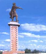 Памятник Андрею Дубенскому на месте основания Красноярского острога