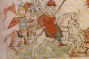 Владимир Святославич идёт на войну с вятичами. Радзивилловская летопись, л. 46