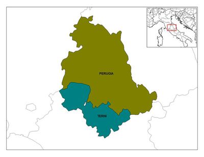 Карта провинций Умбрии