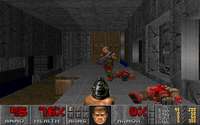 Спрайтовые персонажи в Doom. Обратите внимание на два совершенно одинаковых трупа.