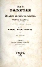 «Пан Тадеуш». Титульная страница первого издания