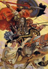 Кухулин в бою. (Д. К. Лейндекер, 1911 год)